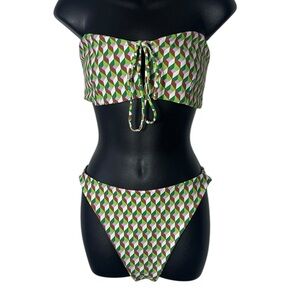 Skatie bikini  M/L Mandy bottom penny top geometric bandeau halter